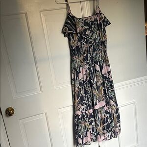 Vineyard Vines Black and Pink Floral Midi Dress